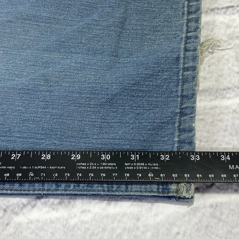 LUXE-T Luxury Basics Relaxed Fit Men's Blue Jeans‎ Size 42x33 Distressed Hem